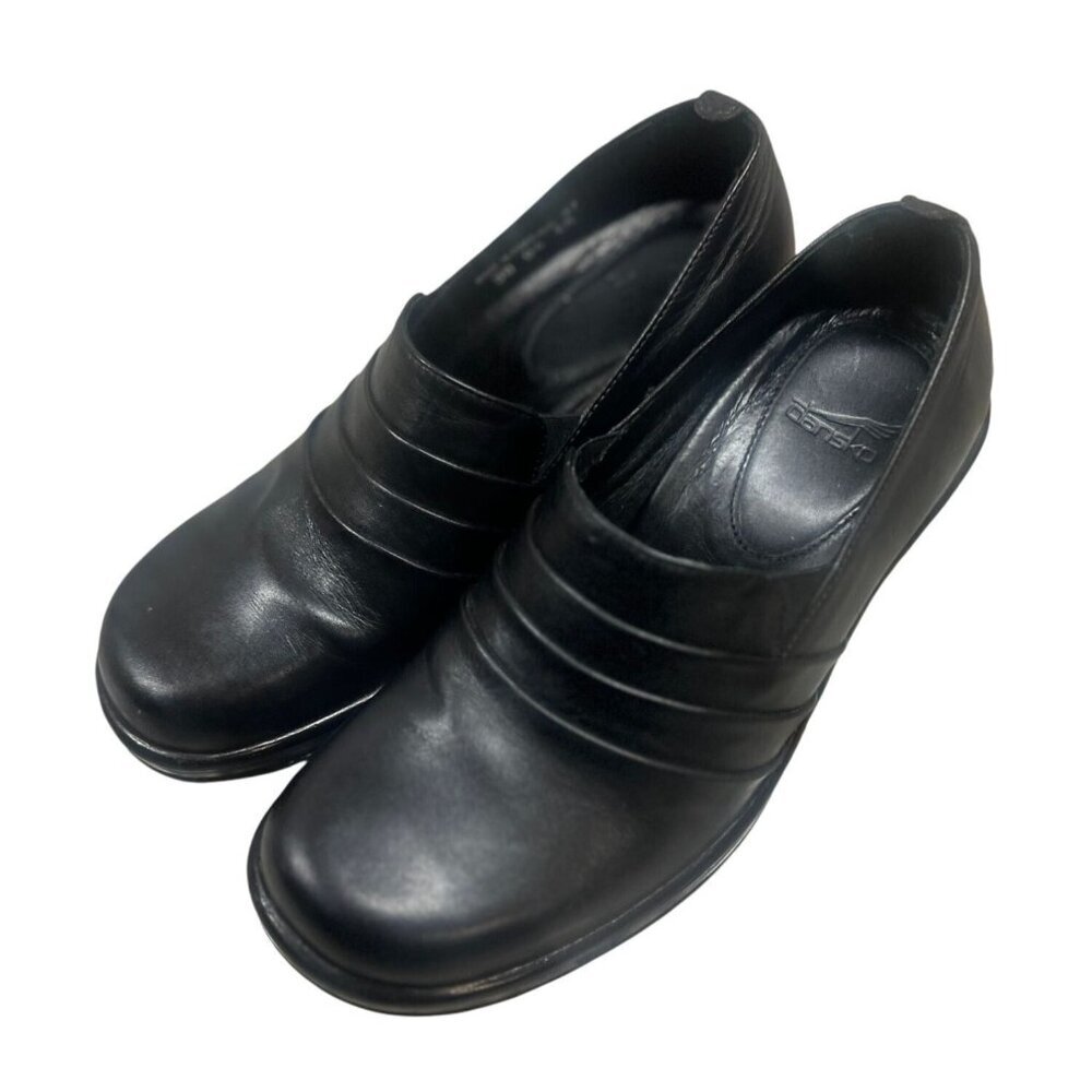 Dansko Women's Black Leather‎ Aubrey Clogs Shoes Size 37/6.5
